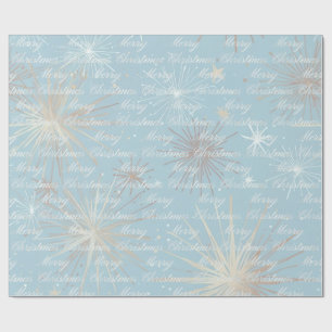 Papel De Presente Abstrato Starburst Padrão Azul Feliz Natal