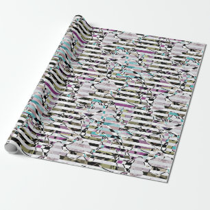 Papel De Presente Abstrato stripes de padrão listradas beige turque