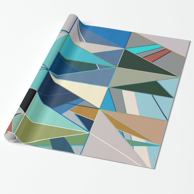 Papel De Presente Abstrato, turquesa & pontos mortos modernos do (Desenrolado)