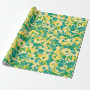 Papel De Presente Abstrato Verde e Amarelo Coletor de Água