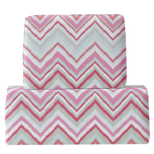 Papel De Presente Abstrato Verde-Rosa-Rosa-Ikat Chevron Moderno