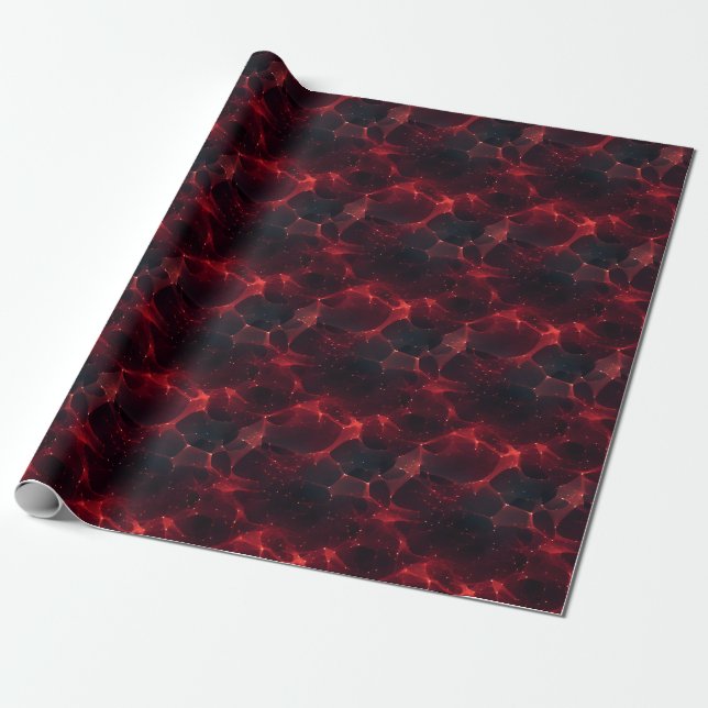Papel De Presente Abstrato Vermelho no Preto  (Desenrolado)