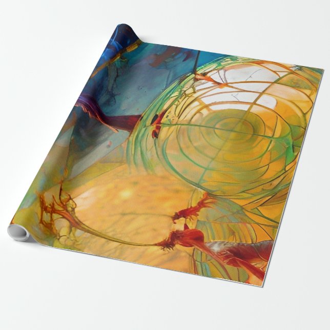 Papel De Presente Abstrato vívida com formas estranhas (Desenrolado)
