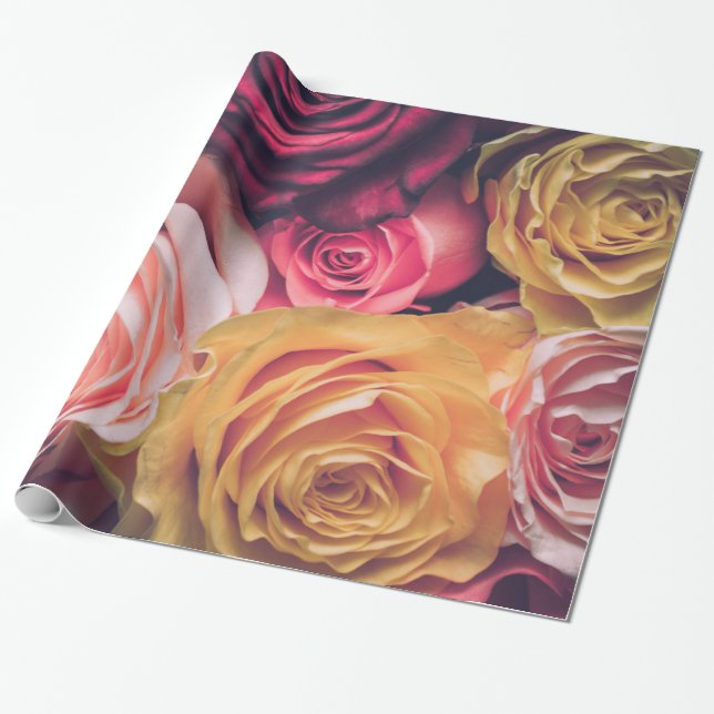 Papel De Presente Abstrato White Roses Garden Elegante Floral Elegan (Desenrolado)