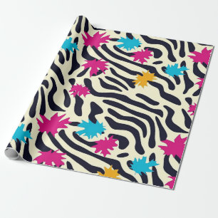 Papel De Presente Abstrato Zebra Stripes com pintura folha