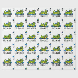 Papel De Presente Academia de Dinossauro Levantando Pesos Treino de 