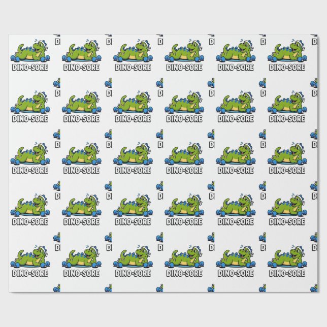 Papel De Presente Academia de Dinossauro Levantando Pesos Treino de  (Aberto)