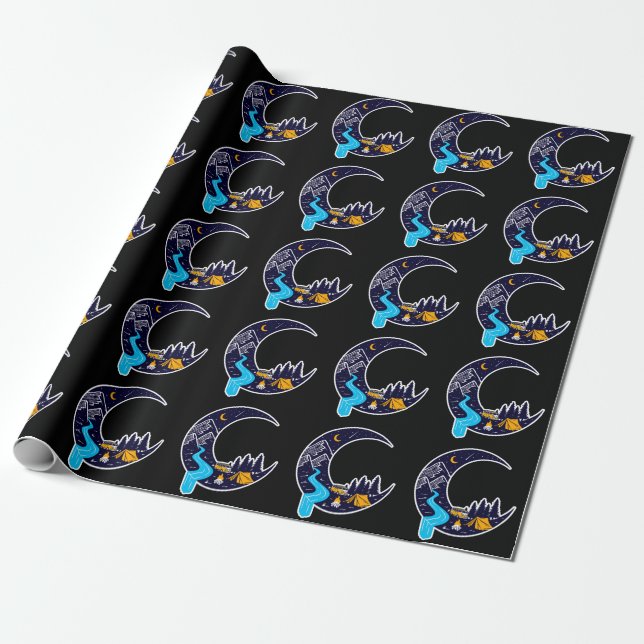 Papel De Presente Acampamento Crescent Moon Adventure (Desenrolado)