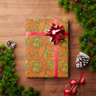 Papel De Presente Acanthus laranja & rosa artesãos William Morris