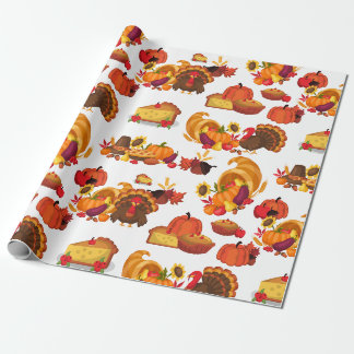 Papel De Presente Ação de Graças Feliz Dia da Turquia Pumpkin