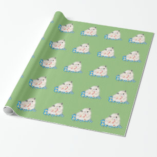 Papel De Presente Acessórios brancos de hamster sírio, polka verde