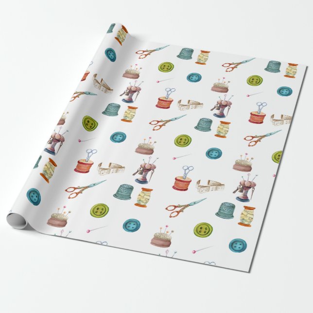Papel De Presente Acessórios de costura por safra (Desenrolado)