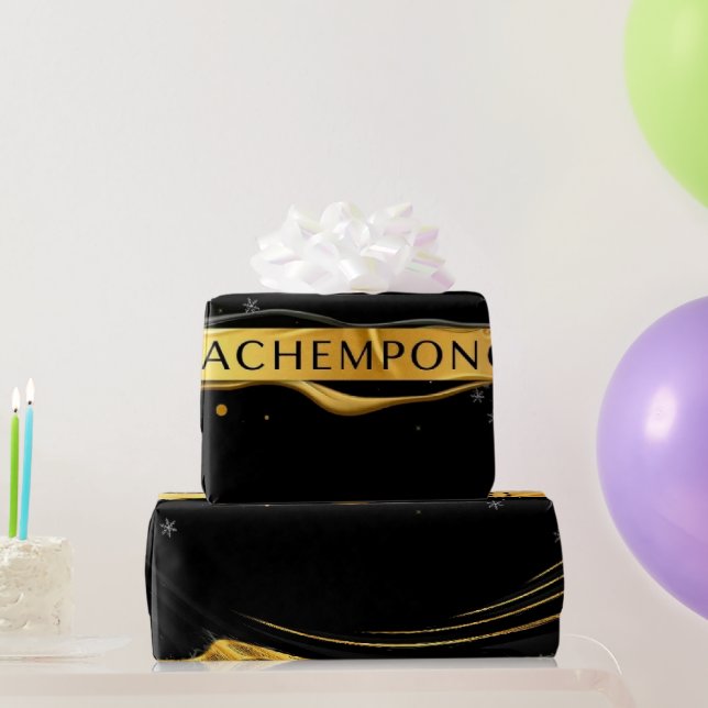 Papel De Presente Achempong: Auric Cascade | |Liquid Gold Opulence   (Presentes para festas)