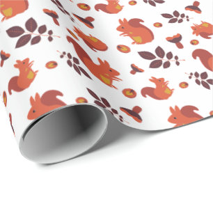 Papel De Presente Acorn de Esquilo de outono