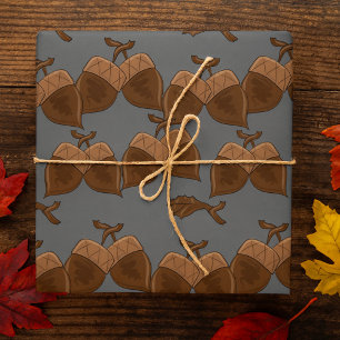Papel De Presente Acorns Rustic Autumn Nature