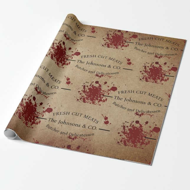Papel De Presente Açougue Personalizado Sinistro Sangrento (Desenrolado)