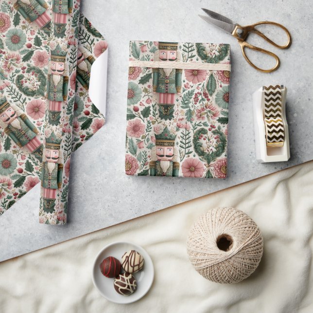 Papel De Presente Acrátilio Festivo em Rosa e Verde (Artesanato)