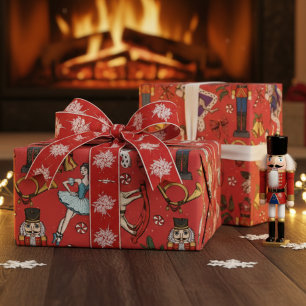 Papel De Presente Acrilata de Natal Vermelha Fada do Rei Rato