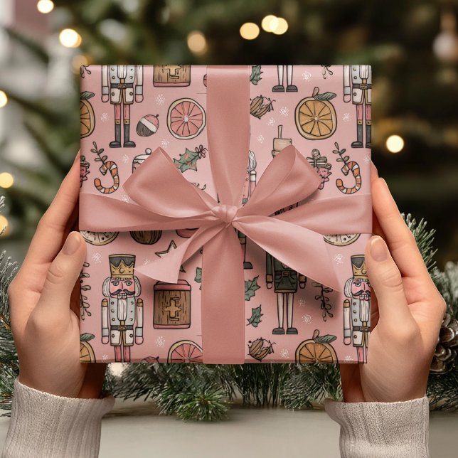 Papel De Presente Acrilata Noz Nutcracker Rosa  (Criador carregado)