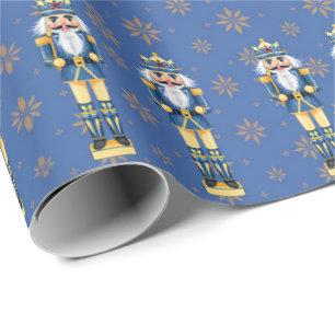 Papel De Presente Acrilates de Noz Azul e Dourado Tradicional