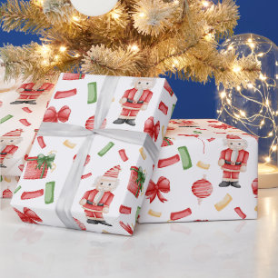 Papel De Presente Acrílico a guache Natal Nozes e Decorações
