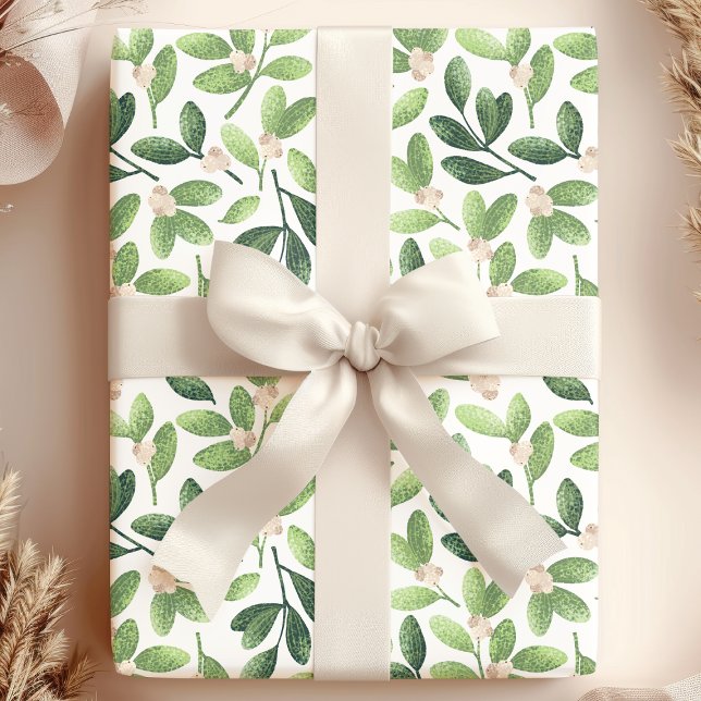 Papel De Presente Acrilico Visgo Elegante Verde Floral Feriado (Criador carregado)