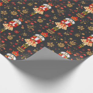 Papel De Presente Acrilista Floral Vermelho Marrom Tradicional