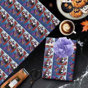 Papel De Presente Açúcar Morado Caveira Fada Rosas Vermelhas Monarca