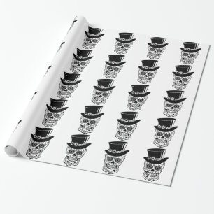 Papel De Presente Açúcar Skull-01 do cavalheiro