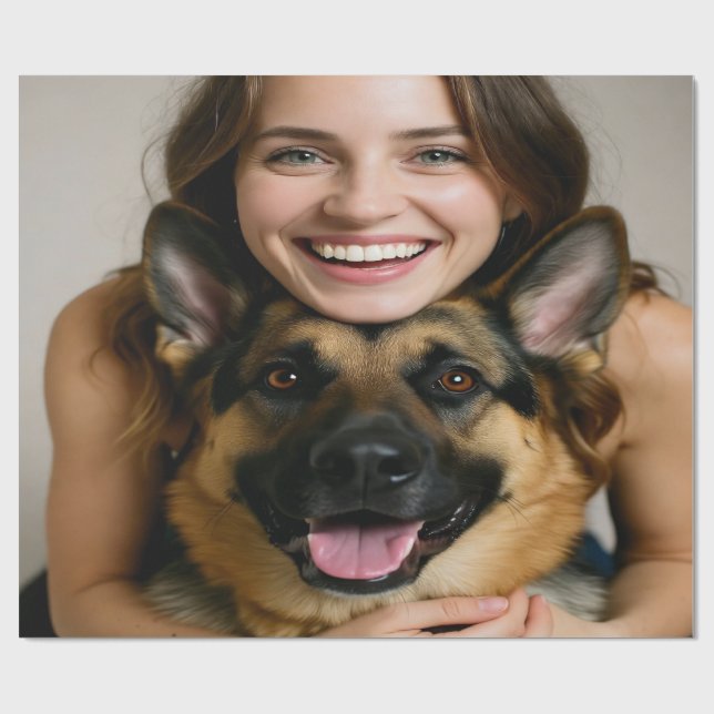 Papel De Presente Add German Shepherd Photo Personalize (Aberto)