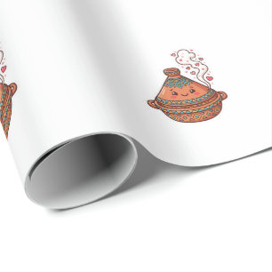 Papel De Presente Adesivo Cultural de Comida Marroquina Tajine Kawai