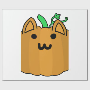 Papel De Presente Adesivo de Halloween de Gato e Abóbora