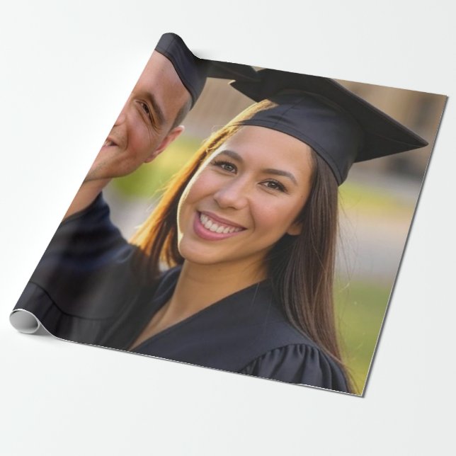 Papel De Presente Adicionar Foto de Formatura Personalizar (Desenrolado)