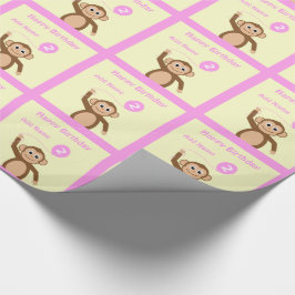 Papel De Presente Adicionar nome a segundo aniversário de macaco cre