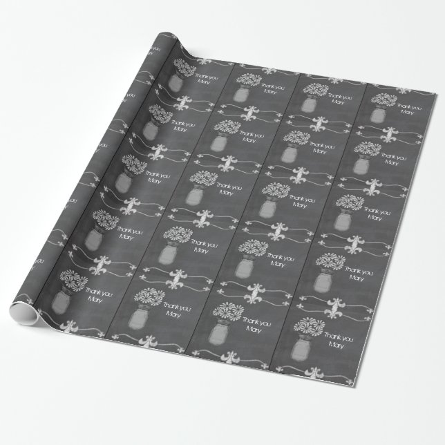 Papel De Presente Adicionar nome Obrigado Quadro-negro Embrulho de p (Desenrolado)