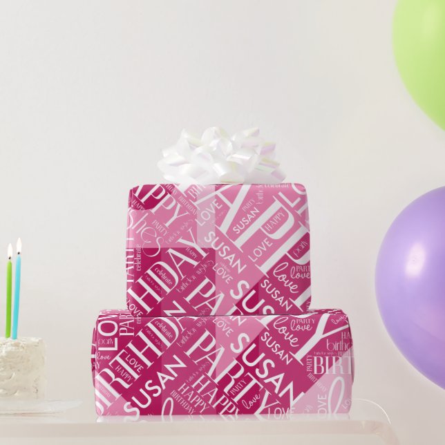 Papel De Presente Adicione Apelido Comprimento Médio Nome Rosa ID274 (Presentes para festas)