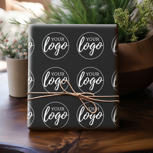 Papel De Presente Adicione Seu Logotipo - design minimalista com fun (Personalized Logo Wrapping Paper)