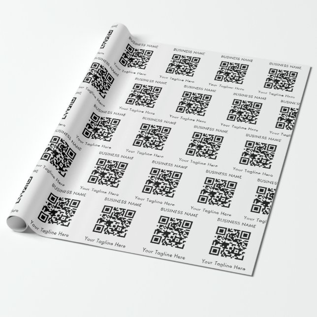 Papel De Presente Adicione seu nome de empresa de código QR de negóc (Desenrolado)