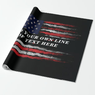 Papel De Presente Adicione seu próprio texto no sinalizador america