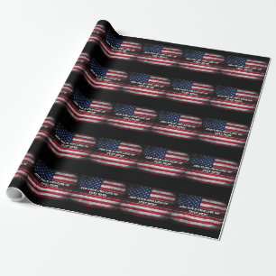 Papel De Presente Adicione seu texto ao sinalizador americano