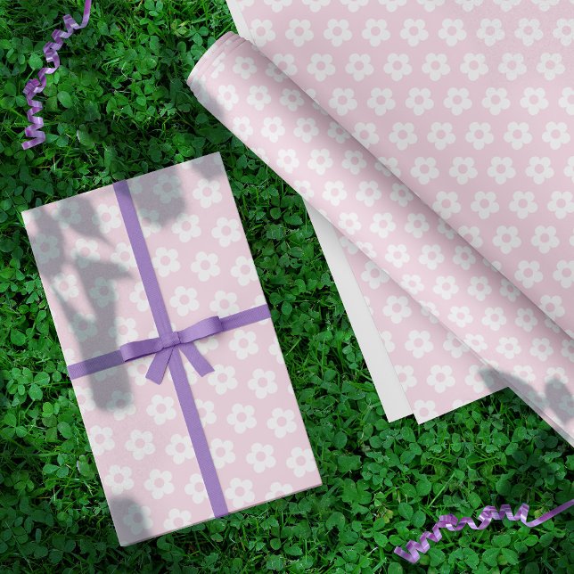 Papel De Presente Adolescente Menina Rosa Pastel Flor de Margarida B (In Situ on clover bed)