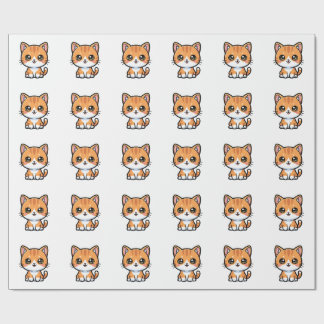 Papel De Presente Adorable Kawaii Ginger Cat Cartoon Character