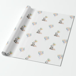 Papel De Presente Adorable Panda animal Balloon Gift Wrapping Paper
