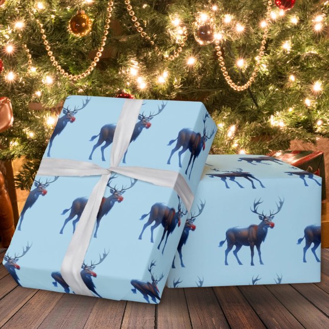 Papel De Presente Adorable Reindeer Winter Wonderland Holiday (Criador carregado)