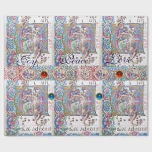 PAPEL DE PRESENTE ADORAÇÃO DE MAGI, NATIVIDADE MONOGRAMA COM DOLFINO