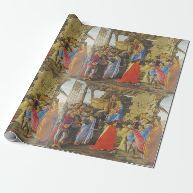 Papel De Presente Adoração do Magi por Sandro Botticelli 1475 (Desenrolado)