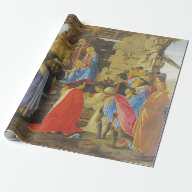 Papel De Presente Adoração do Magi por Sandro Botticelli 1475 (Desenrolado)
