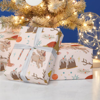 Papel De Presente Adoráveis Coelhinhos E Rebeldes De Natal