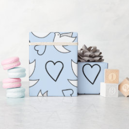 Papel De Presente Adoráveis Dovs para Festa de casamento Azul Claro