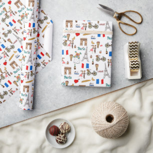 Papel De Presente Adoráveis Motivos Caprichosos de Paris com Torre E
